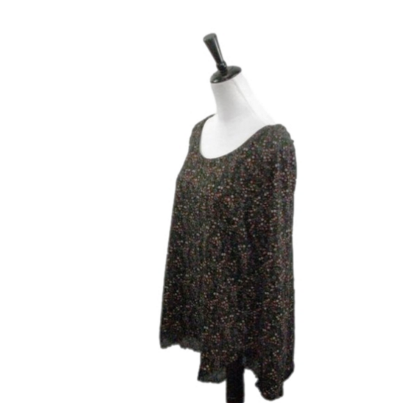 LC Lauren Conrad Black Floral Tie Back Tunic Size XL - Picture 3 of 6